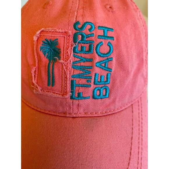 Pink Fort Myers Beach Embroidered Palm Tree Hat Cap Adjsutable - Picture 2 of 6